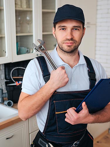 Plumber is doing plumbing work